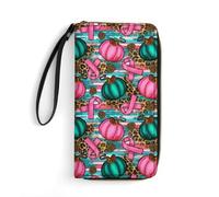 Cartera de cuero rosa con lazo de concientización sobre el cáncer de mama p