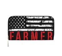 Cartera de Cuero sintético Armer Tractors con diseño de Bandera Estadounidense y diseño patriótico agrícola para Mujer y Hombre, Tarjetero, Bolso de Mano Largo con Cremallera.