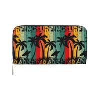Cartera de Cuero sintético con diseño de Playa de Verano Surfing Paradise para Mujer y Hombre, Tarjetero, Bolso de Mano Largo con Cremallera