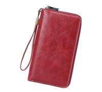 Cartera de cuero sintético para mujer, cartera larga compacta con cremallera, bolsillo para cambio de monedero para uso diario y bolsa de viaje con cremallera, do, Belleza masiva