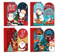 Cartera de dinero y sobres de Navidad para regalos en efectivo, 4/12 piezas, paquete múltiple de tarjetas de felicitación de Navidad, ecológicas para familiares, amigos y niños, bonitos diseños de