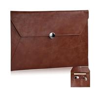 Cartera de Documentos A4 en Cuero PU, 34x24cm, Carpeta Organizadora Impermeable de Cuero, Expansión A4 Documento Archivo PU, Multifunción Carpetas Papelería Bolsa, Marrón