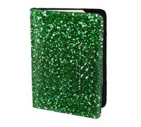 Cartera de documentos de viaje con estampado brillante de lentejuelas verdes de 5.5 pulgadas para pasaporte, almacenamiento seguro para viajeros
