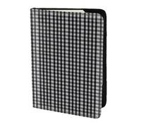 Cartera de documentos de viaje elegante con estampado a cuadros en blanco y negro de 14 cm, almacenamiento seguro para viajeros