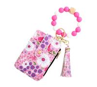 Cartera de flores, tarjetero delgado, funda de identificación compacta, diseño de borde plegado, pulsera de piel sintética, ligera, resistente y elegante para mujeres, 8,5 x 12 cm, al rojo , Refer