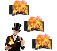 Cartera de fuego con truco mágico, carteras de cuero sintético con llama para espectáculos de magia en escenario y calle, profesional para magos, adultos y artistas entusiastas activados (3 piezas)