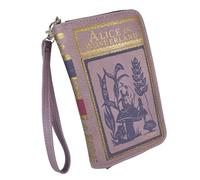 Cartera de identificación de Alicia en el país de las maravillas lavanda y púrpura con cierre a presión, Lavanda, 17 cm