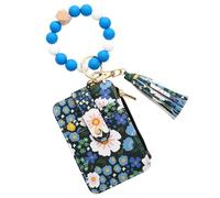 Cartera de llaves de hielo, llavero de perlas Sopché, bolsa de feyrings con para lápiz labial, llavero con pulsera para viajar, viaje de negocios, fiesta, vida codizada, Azul oscuro., Se référer
