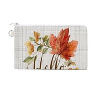 Cartera de lona, acuarela, hojas de otoño, palabra, hola, impresión, monedero, monedero con cremallera, pequeña bolsa de cosméticos