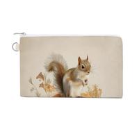 Cartera de lona, bonita ardilla en calabaza, monedero con estampado rústico de granja, monedero con cremallera, pequeña bolsa de cosméticos