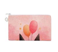 Cartera de lona, con diseño de fantasmas rosas con sombreros de bruja, monedero con cremallera, bolsa pequeña para cosméticos