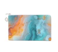 Cartera de lona, con patrón de mármol pastel, monedero con estampado verde menta, monedero con cremallera, pequeña bolsa de cosméticos
