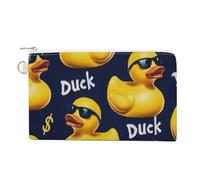 Cartera de lona, diseño de patos de goma amarillos con lentes de sol, monedero con cremallera, bolsa pequeña para cosméticos
