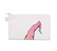 Cartera de lona, minimalista rosa con diseño de sombrero de bruja de dibujos animados, monedero con cremallera, pequeña bolsa de cosméticos