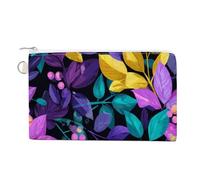 Cartera de lona, monedero abstracto colorido con estampado floral, monedero con cremallera, pequeña bolsa de cosméticos