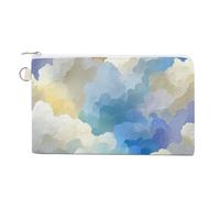 Cartera de lona, monedero abstracto con estampado de textura similar a una nube, monedero con cremallera, pequeña bolsa de cosméticos