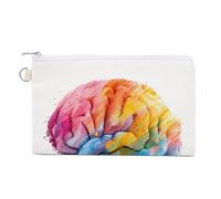 Cartera de lona, monedero con estampado colorido de cerebro, monedero con cremallera, pequeña bolsa de cosméticos