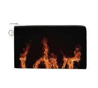 Cartera de lona, monedero con estampado de amor escrito en llamas, monedero con cremallera, pequeña bolsa de cosméticos