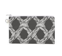 Cartera de lona, monedero con estampado de cordón de nudo gris, monedero con cremallera, pequeña bolsa de cosméticos
