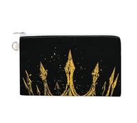 Cartera de lona, monedero con estampado de corona de reyes, monedero con cremallera, pequeña bolsa de cosméticos