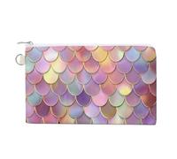 Cartera de lona, monedero con estampado de escamas de sirena pastel arcoíris, monedero con cremallera, pequeña bolsa de cosméticos