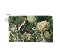Cartera de lona, monedero con estampado de hojas botánicas verdes, monedero con cremallera, pequeña bolsa de cosméticos