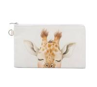 Cartera de lona, monedero con estampado de jirafa de acuarela durmiendo en manta, monedero con cremallera, pequeña bolsa de cosméticos