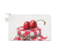 Cartera de lona, monedero con estampado de mermelada de cerezas, monedero con cremallera, pequeña bolsa de cosméticos