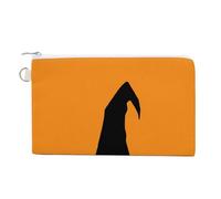 Cartera de lona, monedero con estampado de silueta de sombrero de bruja, monedero con cremallera, pequeña bolsa de cosméticos