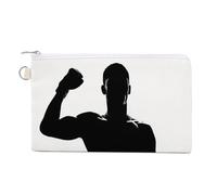 Cartera de lona, monedero con estampado de silueta de un ganador, monedero con cremallera, pequeña bolsa de cosméticos