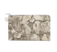 Cartera de lona, monedero con estampado de superficie de piedra de ruinas erosionadas antiguas, monedero con cremallera, pequeña bolsa de cosméticos