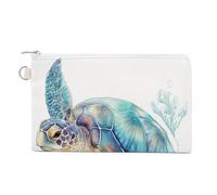 Cartera de lona, monedero con estampado de tortuga marina, monedero con cremallera, pequeña bolsa de cosméticos