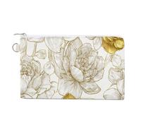 Cartera de lona, monedero con estampado floral de flores de primavera, peonía y narcisos, monedero con cremallera, pequeña bolsa de cosméticos