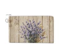 Cartera de lona, ramo de lavanda con cinta, monedero con estampado de acuarela, monedero con cremallera, pequeña bolsa de cosméticos
