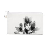 Cartera de lona, tallo de hojas en impresión de rayos X, monedero con cremallera, bolsa pequeña para cosméticos