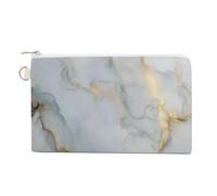 Cartera de lona, textura de mármol blanco, monedero con estampado de venas de lámina dorada, monedero con cremallera, pequeña bolsa de cosméticos