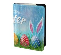 Cartera de madera con diseño de huevo de Pascua de 14 cm para pasaporte, elegante, para documentos de viaje, almacenamiento seguro para viajeros