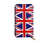 Cartera de mano de gran capacidad para mujer, billetera con múltiples ranuras para tarjetas de crédito, bolsillo de almacenamiento con cremallera, cartera larga de piel con bandera del Reino Unido,