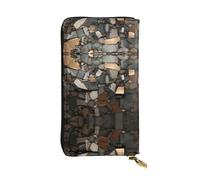 Cartera de mano de gran capacidad para mujer, billetera con múltiples ranuras para tarjetas de crédito, bolsillo de almacenamiento con cremallera. Cartera larga de cuero con fragmentos metálicos,