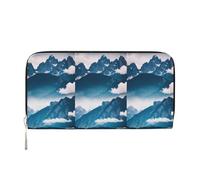 Cartera de mano larga con estampado de paisaje con montañas para mujer, bolso de gran capacidad con bolsillo con cremallera, cartera de mano de viaje