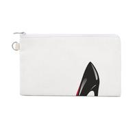 Cartera de Mano Suave, Bolso de Lona para Mujer, con Cremallera, para Maquillaje, Monedero, Billetes, Estampado de 19 x 11 cm, Tacones Altos Negros.