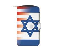 Cartera de moda con la bandera de Estados Unidos-Israel, tarjetero de crédito, monedero, monedero, monedero, bolso de mano para teléfono para mujeres y hombres, 8 x 4.5 x 1.5 pulgadas