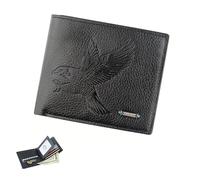 Cartera de moda genérica para hombres, monedero de gran capacidad, titular de tarjetas con ranura múltiple con cierre de cremallera, pinza para billetes, disponible en 3 colores., Negro , 12 cm x 9,8
