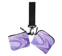 Cartera de mujer con purpurina falsa de grano de mármol morado para mujer, mini protector de tarjeta de identidad con llavero para uso diario, 2 unidades, Purpurina falsa de grano de mármol mor, 1