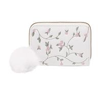 Cartera de mujer Moda Floral Bordado Nuevo Patrón Cremallera Prácticas Carteras de Mujer Multicapa Grandes Negro (Blanco, Talla Única)