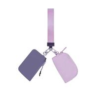 Cartera de muñeca de doble bolsa para mujer, monedero de doble bolsa, monedero, con cremallera, portátil, llavero de nailon, a