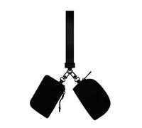 Cartera de muñeca de doble bolsa para mujer, monedero de doble bolsa, monedero, con cremallera, portátil, llavero de nailon, negro