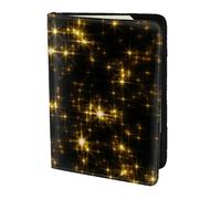 Cartera de papel pintado negro y dorado de 5.5 pulgadas para pasaporte, elegante, para documentos de viaje, almacenamiento seguro para viajeros