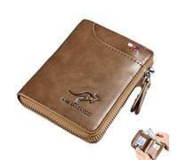 Cartera de para Hombres: Billetera de con Cremallera, Soporte de Tarjeta de Licencia de Conductor Multifuncional | Cartera Retro de Gran Capacidad Billetera, Caqui, Se référer au