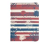 Cartera de pasaporte de viaje con ilustración de elementos rojos, azules y blancos, con ranura para tarjetas de vacunación, funda de cuero para pasaporte, organizador de documentos de viaje,